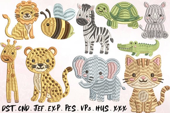 Review: 10 Cute Safari Animals Embroidery Bundle