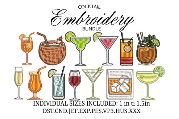 Review: Cocktail Icons Embroidery Design Bundle