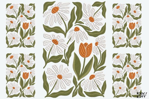 Review: Daisies and Tulip Embroidery Design for Merch
