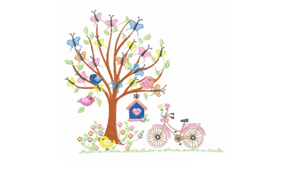 Reviewing Spring Tree Birds Bicycle Embroidery for Boutiques