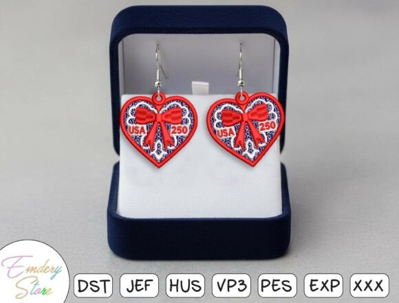 Reviewing the USA 250 Heart Earrings Embroidery Design